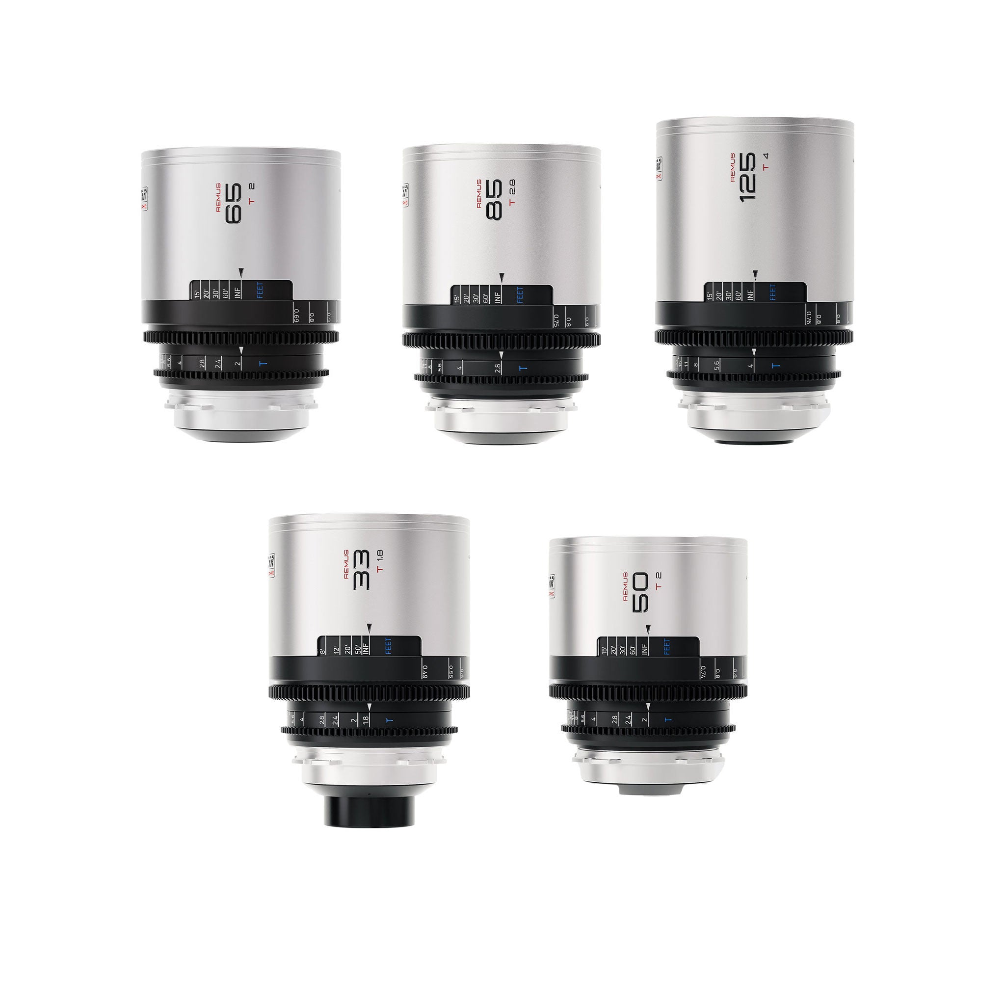 Remus 1.5x Full Frame Anamorphic 5 Lens Set 33/50/65/85/125mm (PL)